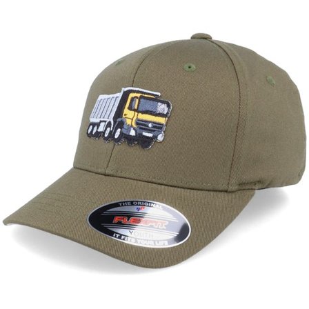 Kiddo Cap - Grön flexfit Keps - Kids Lorry Truck Olive Flexfit @ Hatstore