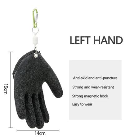 Fiskerihandsker Anti-Slip Beskyt Hånd mod Punktering Ridser Fisker Professionel Fangst Fisk Latex Jagthandsker Venstre Højre Black Left Buckle