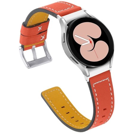 Top Layer klockarmband i äkta läder för Samsung Galaxy Watch 4 - Orange