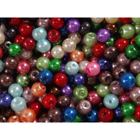 100st Vaxade Glaspärlor - Blandade Färger 6 Mm