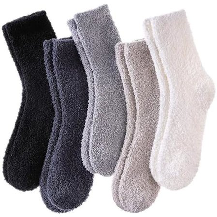 Sokker - 5-par pakke - Tykke koralfleece sokker - Vintervarme sokker - Størrelser 35-40 - Loungesokker - Knæhøje sokker