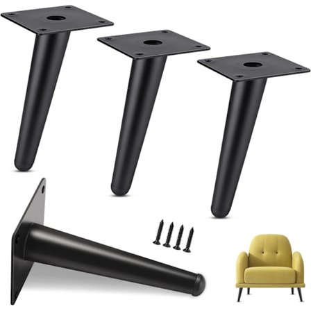 Sæt med 4 Charge møbelben, 15 cm metal skabsben, keglebordben, møbelben til skab