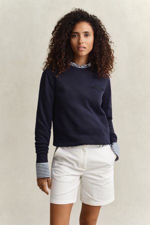 GANT Damen Tonal Rundhals-Sweatshirt (S) Marineblau