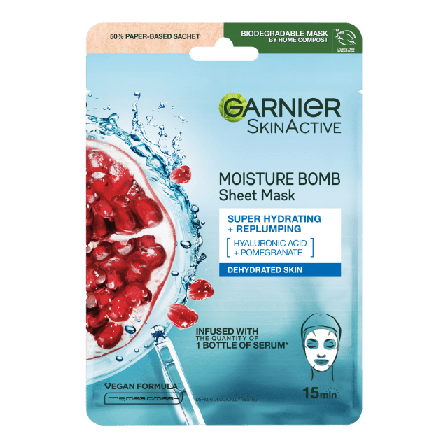 Garnier Moisture Bomb Super-Hydrating and Energizing Sheet Mask Ansiktsmask & peeling Dam 28 G