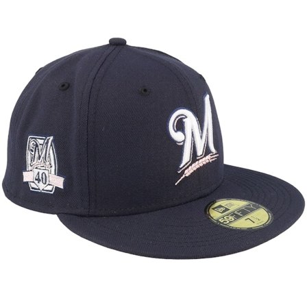 New Era - Azul fitted Gorra - Milwaukee Brewers 59FIFTY Echo Navy/Pink Fitted @ Hatstore