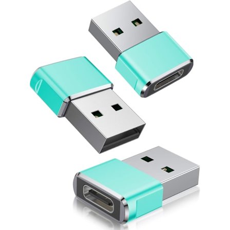 Grön USB C-hunn til USB A-hann adapter 3-pakning, type C-lader Ca
