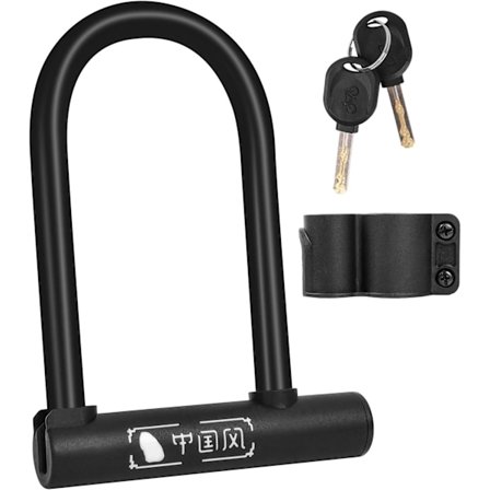 Solid 2025 Stål Bøylelås for Sykkel, Vanntett og Rustfri, Universalmontering med 2 Nøkler, for Elsykkel, Motorsykkel, Landeveissykkel, MTB, Kontordør