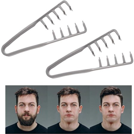 2-delt sæt - Hårstyling kam, grov tekstur kam - Specielt designet til kruset hår 19x9cm (Grå)