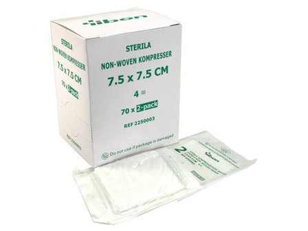 yibon Kompress NW Steril 7,5x7,5cm 2-p 140/fp - Lyreco - Sjukvård och omsorg - Förband och fixering - Absorberande förband