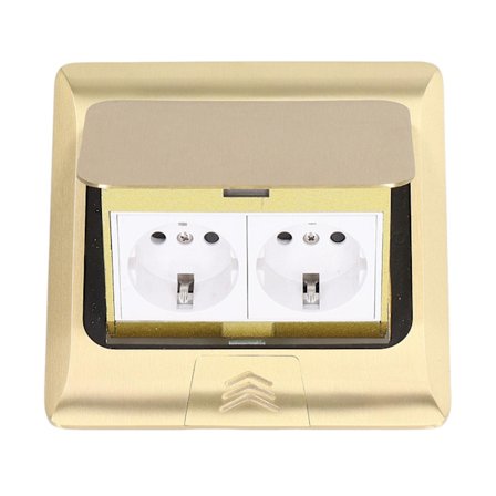 Pop-up gulvstikdåse, standard, 2 positioner, skrivebordsstik, messing, gylden, 16A
