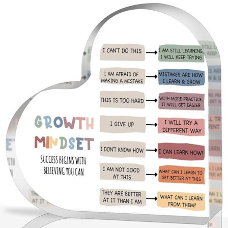 Kasvun asenne akryylitaulu sisustus, mielenterveysterapiatoimiston luokkahuoneen taideopetus akryylisydän inspiroiva lahja Muuta asennettasi sisustus