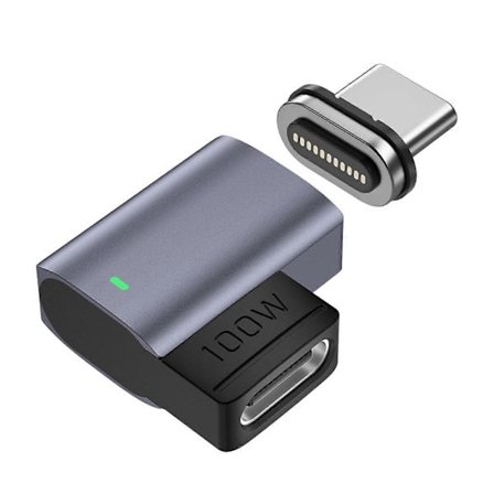 Magnetisk USB-C-adapter Vinklad Design 11-Pin Mini Typ-C-adapter Stödjer PD 100W 5A Snabbladdning