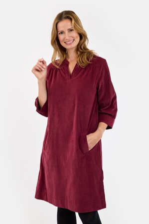 SIGNATURE - 3/4 Ærmet Kjole - Bordeaux- Fløjl