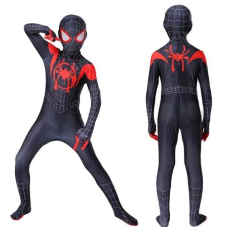 Spider-Man Into the Spider-Verse Barnkostym Miles Morales Cosplay Vuxen H -i svart black 160cm