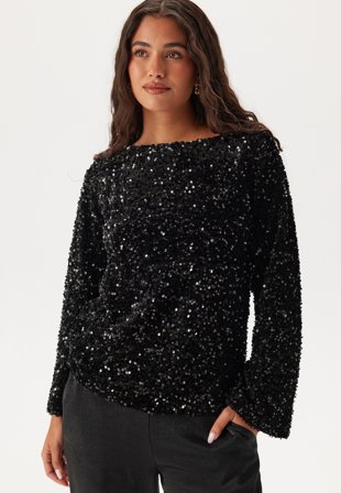VILA Vifaith Boat Neck L/S SEQUIN T Klær
