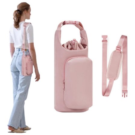 1 st - Isolerad vattenflaskhållare - Med justerbar rem - Rosa - Passar 95 cl och 1,2 liter vattenflaskor