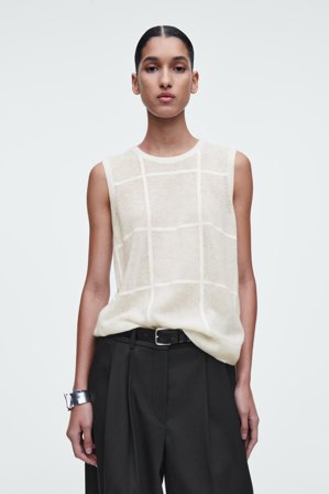 COS Women's Windowpane-Check Vest in White