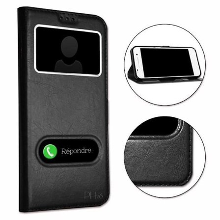 Coque Extra Slim - SVART - Samsung Galaxy A70 - Syntetiskt läder - Semihård - Magnetisk