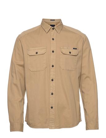 Utility Garment Dyed L/S Shirt Beige Lindbergh