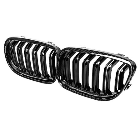Bil Carbon Fiber Blank Sort Dobbelt Lamel Front Nyre Grill Grill For- E90 E91 Lci 3 Series 2009-