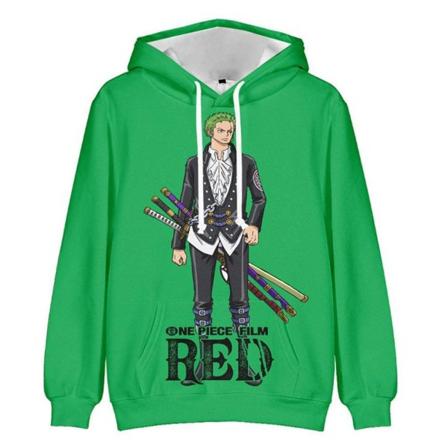 2023 Ny Anime One Piece Casual Huvtröja 3D digitalt tryck green M