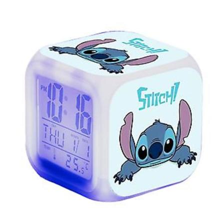 Lilo & Stitch Digital Vækkeur med 7 Farveskiftende Tegnefilm Natlys Sengelampe Hjemmedekoration Legetøj til Børn Gaver{jkw} ( C)