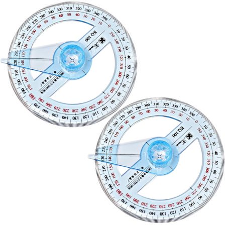 2-delt rund gradskive, 360 graders plastgradskive, linjal