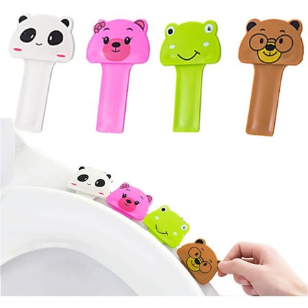 4 stk. toalettsetehåndtak, søt tegneserieformet toalettsete toalettløfter toalettløftes sete selvklebende toalettsete for toaletttilbehør