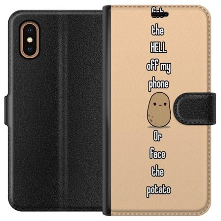 Kompatibelt Plånboksfodral till Apple Apple iPhone XS Max Roligt potatis tema - Komma iväg från min telefon eller möta potatisen