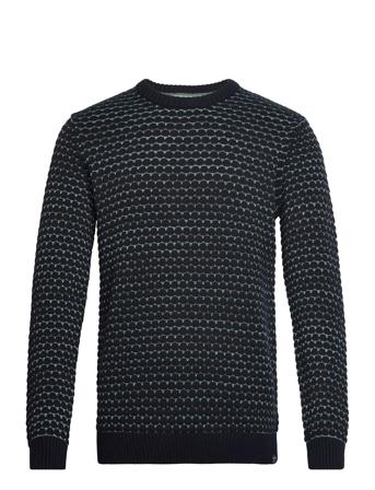 Men`s Pullover Strikkegenser M. Rund Krage Marineblå Garcia*Betinget Tilbud