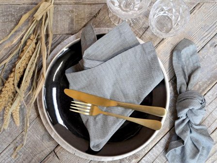 Chic Antique Stoffservietter Gråstripet 4pk