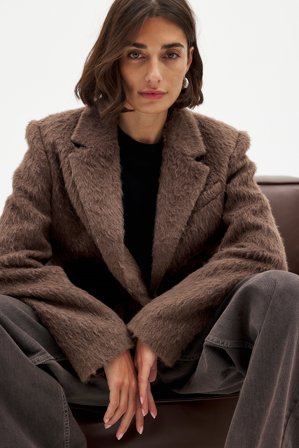 NA-KD Fluffig blazer - Jackor och kappor i fuskpäls - Brun - EU 34