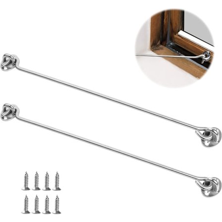 Hyttehængsel, Catch Cabin Door, Låsebeskyttelse, Hyttehængsel, Hyttehængsler, Stormkroge, Hyttehængsel i rustfrit stål (sølv)