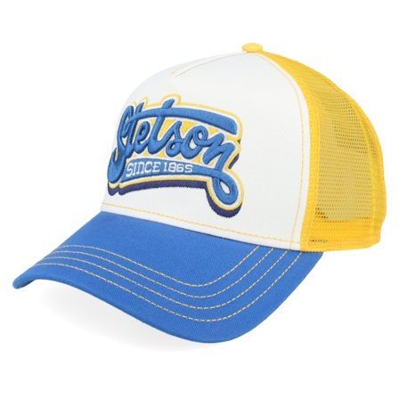 Stetson - White trucker Caps - Lettering 29 White/Yellow/Blue A-Frame Trucker @ Hatstore