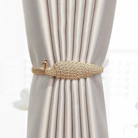 2 stk. Gardinbindere Gardinholdere Blad Udskæring Design Aluminium Legering Gardinbindere Gardinbindere til Hotel Hjem Dekorative, Guld