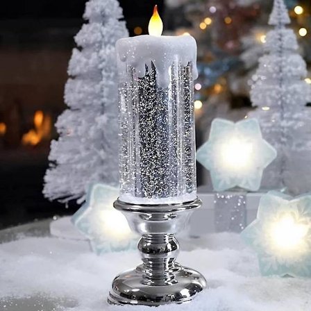 7 Farveskiftende USB Genopladelige LED Julelys Med Hvirvlende Glitter - Vandtætte Flammeløse Lys