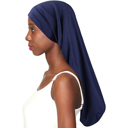 Satinforede sovehætter til fletninger - Navy, Dreadlocks, naturligt krøllet