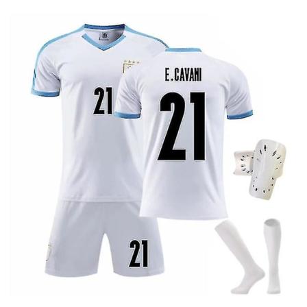 20 Ny fodboldtrøje til børn 9# L.suarez 21# E.cavani Fashion Shorts Fodboldtrøjer Suit Beskyttelsessokker/sæt B21 White 22