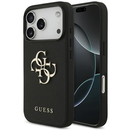 Guess Grained Big 4G & Classic Logo fodral för iPhone 17 Pro - svart