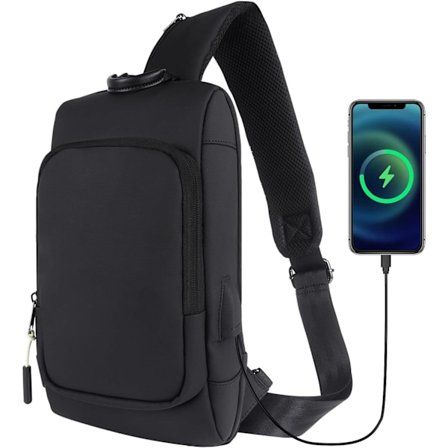Mäns axelremsväska bröstväska herr USB vattentät crossbody ba