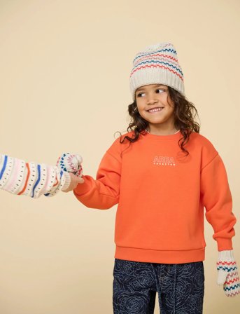 Kids Only Kmgzenja Life L/S Boxy Pullover Bru Swt - Orange - 110