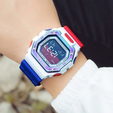 Smael Herre Sportsure Digitalt LED Ur Vandtæt Auto Dato Militær Army Grøn Firkantede Armbåndsure 8059 Gummirem