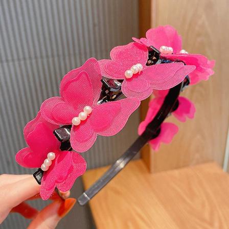 Søte hårbånd for barn i koreansk stil, søte tegneserie-lugger, fast hårbånd, hodeplagg, gaver 8 Rose Red Bead Double Bow