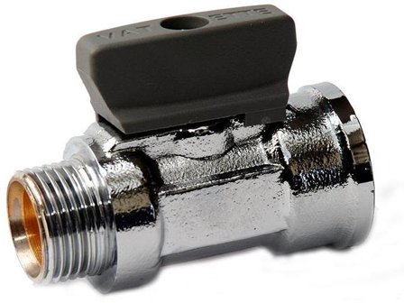 Vatette FG073053508 Kulventil rak, förkromad, med vred, inv /utv gänga G15 x G15, Installation