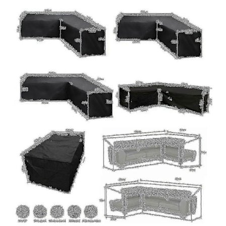 12 Størrelse L Form Universal Betræk Vandtæt Rattan Hjørnemøbel Betræk Have Terrasse Udendørs Sofa Beskytter Anti-støv