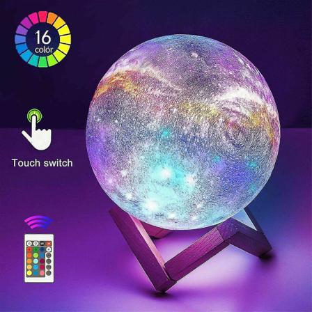 3d Moon Star Galaxy Lampa USB Laddning Led Nattljus 20cm