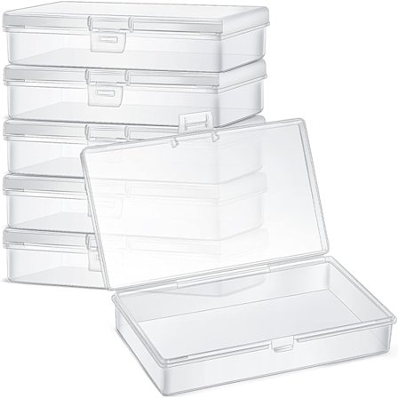 (6 stk.) Mini Klar Plast Perle Oppbevaringsbokser for Innsamling av Små Gjenstander, Perler, Smykker, Visittkort, Håndverk (5.2