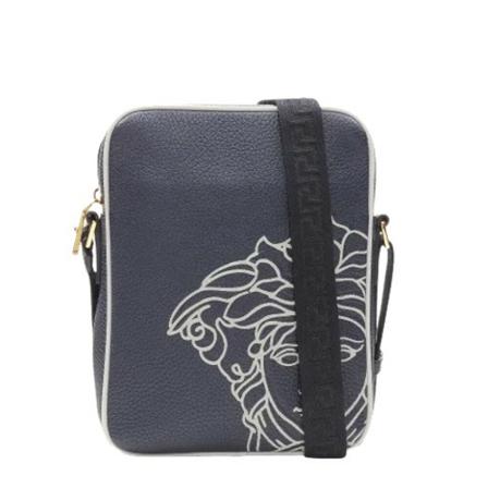 Versace Pre-owned, Pre-owned Leather handbags Blauw, Dames, Maat:ONE Size,nylon,print