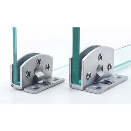 (2 stk.) Hængsel til glasskabsdør i rustfrit stål, hængsel til vinskabsdør, glashængsel til skab, glasklemme til skab uden boring (Stor)/NC/