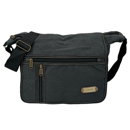 Medium Canvas Axelremsväska Svart